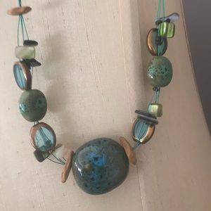 Green/blue multi strand necklace
